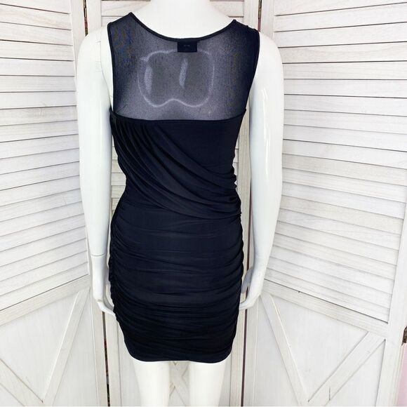 Vintage Fredricks Of Hollywood Ruched Bodycon Mini Dress Black Small - Picture 5 of 10